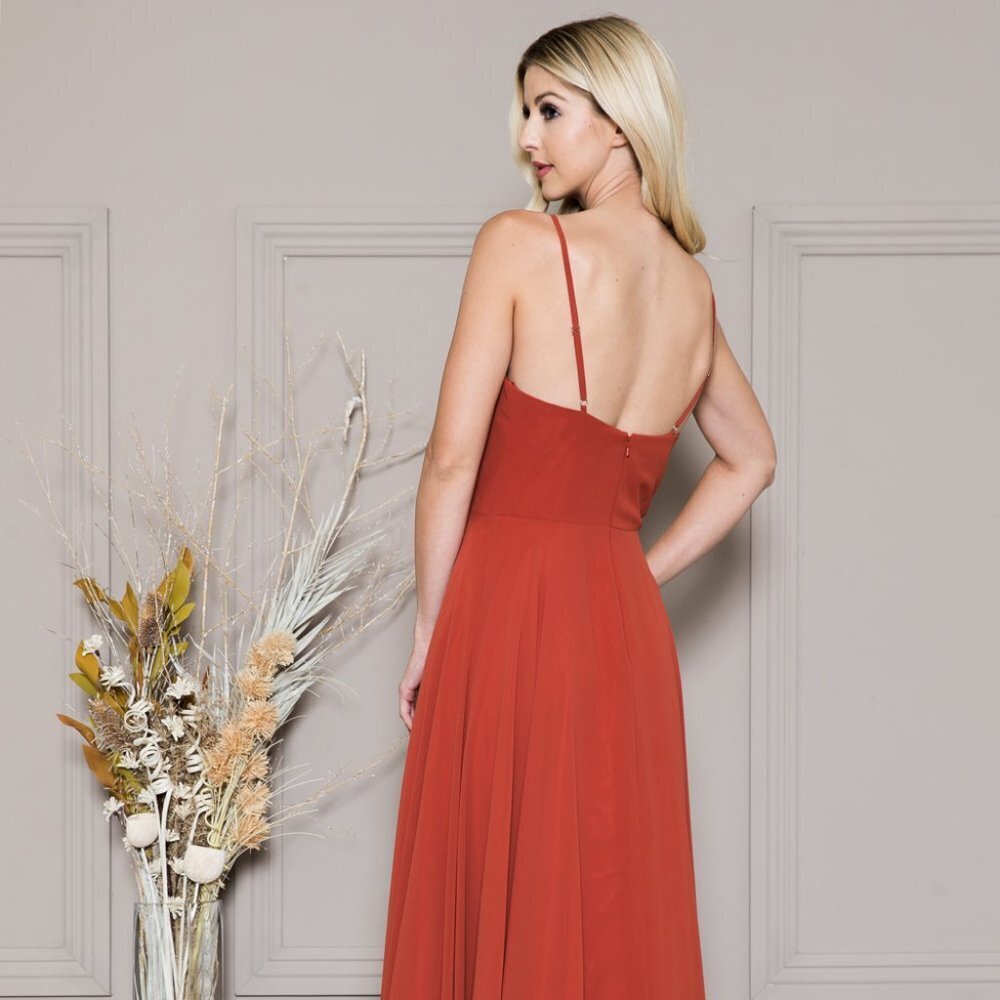 NEW LONG OFF THE SHOULDER SLEEVELESS A-LINE CHIFFON GOWN WITH ZIPPER 477 - Picture 4 of 9